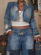 Crystal-embellished Denim Jacket
