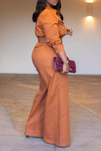 Solid Wide-Leg Cargo Jumpsuit