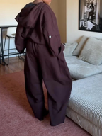 Casual Hooded Sweatshirt Wide Leg Pants Set
