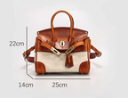 Two-Tone Canvas And Leather Handbag