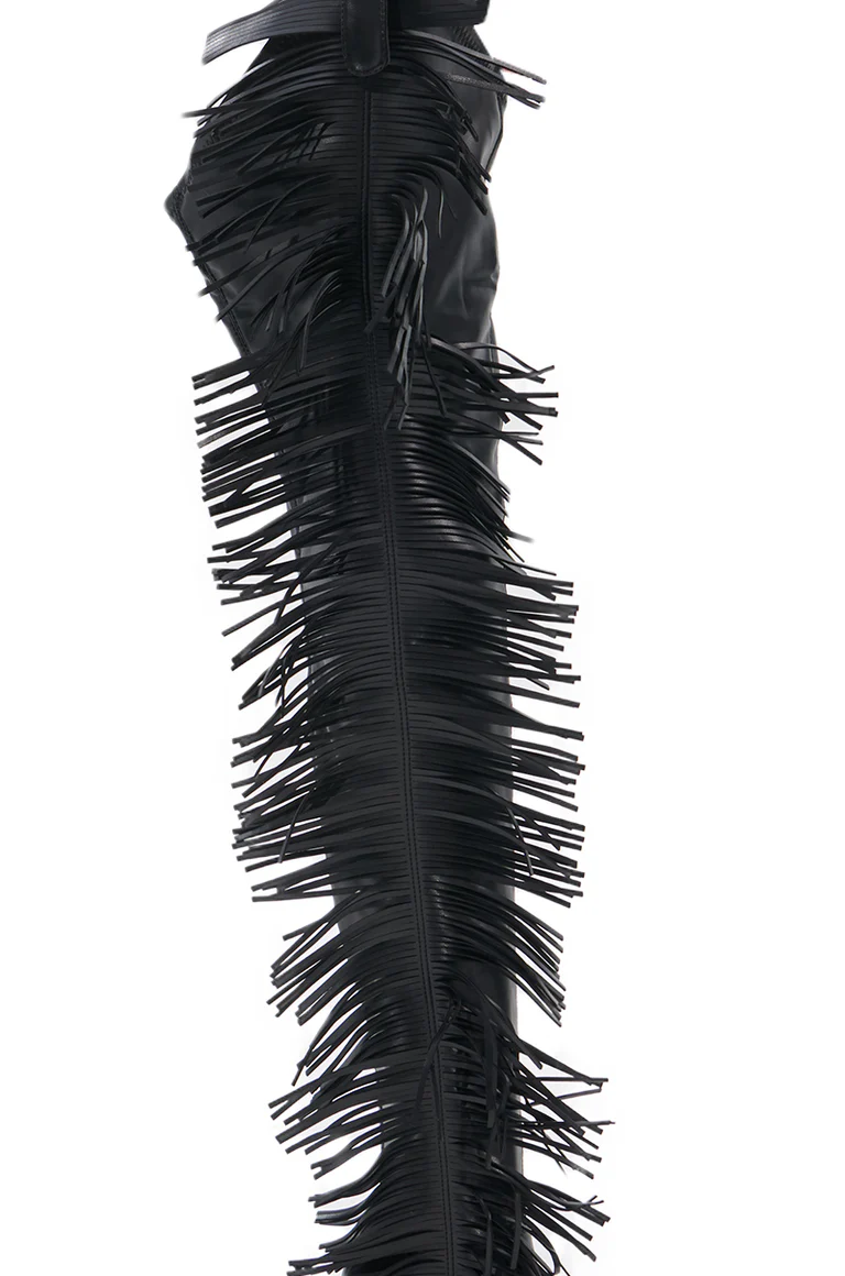BLACK STILETTO WESTERN CHAP BOOT