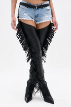 BLACK STILETTO WESTERN CHAP BOOT