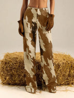 Multi Colour Print Straight Leg Pants