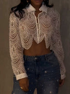 Floral Couture Blouse With Pearl Trim