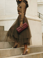 Skinny Knitted Cardigan + Elasticated-waistband Tulle Skirt