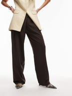 Tailored Wrap Waistband Wide Leg Trouser In Chocolate