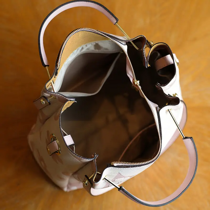Floral Embossed Leather Satchel Handbag