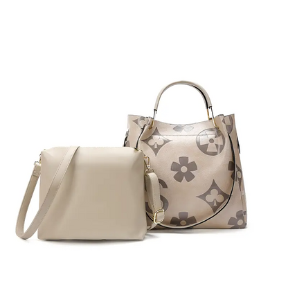 Floral Embossed Leather Satchel Handbag