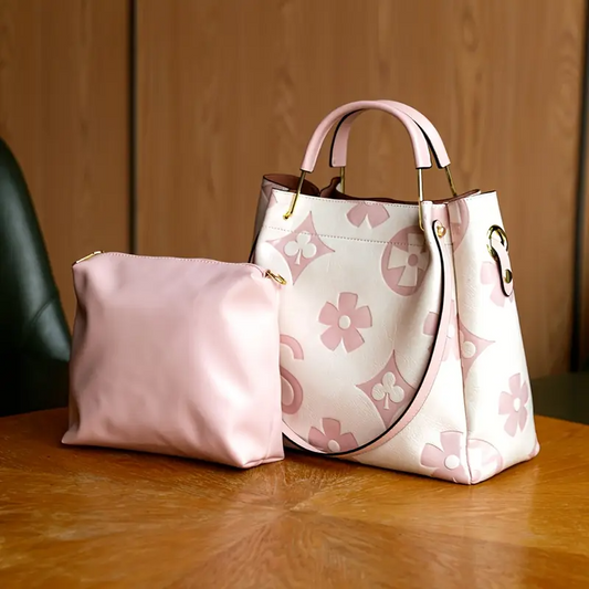 Floral Embossed Leather Satchel Handbag