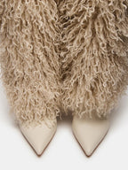 Natural Faux-Fur Stiletto Knee High Boot
