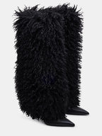 Natural Faux-Fur Stiletto Knee High Boot