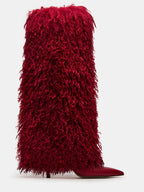 Natural Faux-Fur Stiletto Knee High Boot