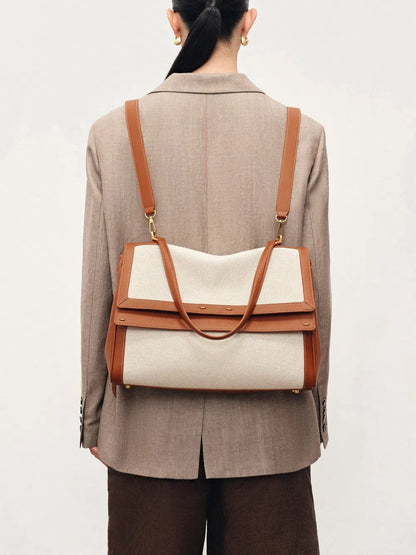 Double Flap Handbag In Calfskin Leather