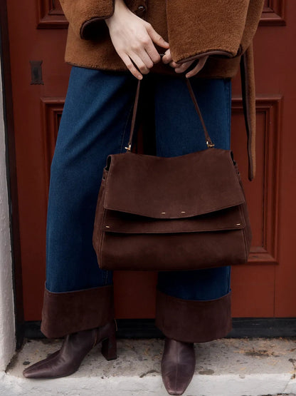 Double Flap Handbag In Calfskin Leather