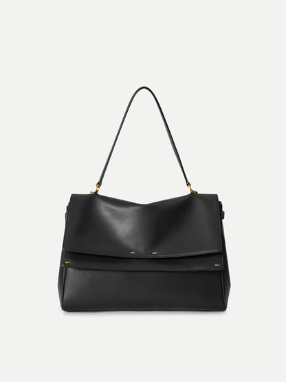 Double Flap Handbag In Calfskin Leather