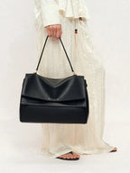 Double Flap Handbag In Calfskin Leather