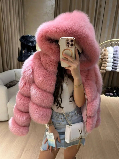 Hooded Fur Coat