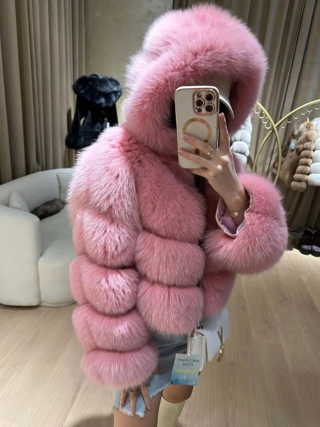 Hooded Fur Coat