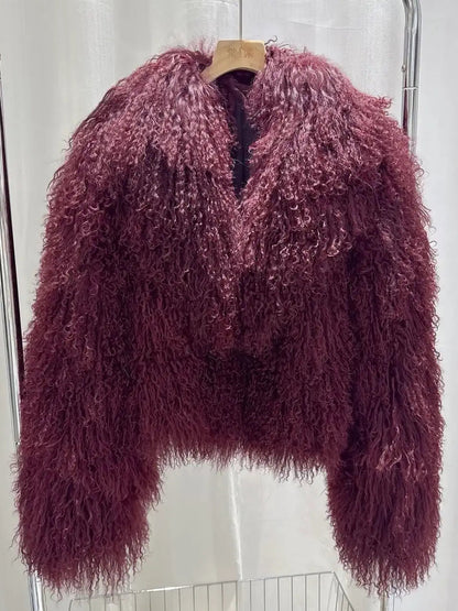 Women's Real Fur Cozy Shaggy Shearling Coat