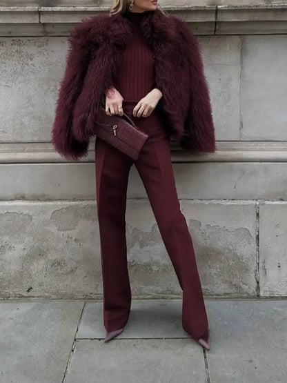 Women's Real Fur Cozy Shaggy Shearling Coat