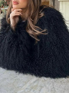 Women's Real Fur Cozy Shaggy Shearling Coat