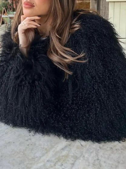 Women's Real Fur Cozy Shaggy Shearling Coat