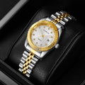 Silver Diamond Dial Two Tone Jubilee Bracelet Watch