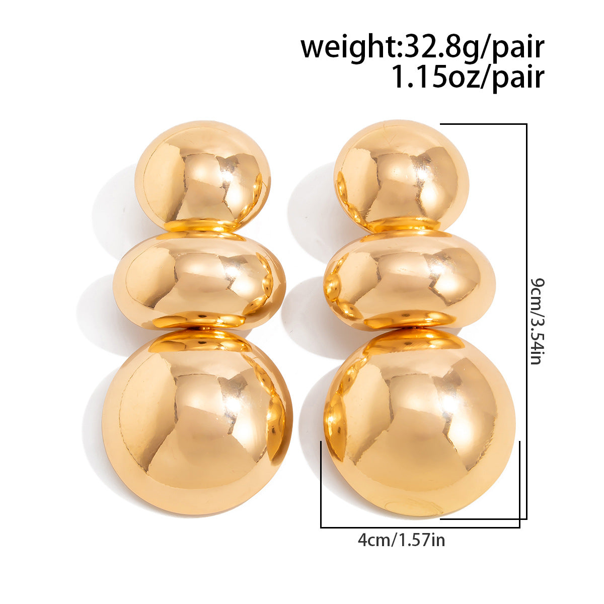 Big Bold Gold Tone CLIP ON Drop Earrings