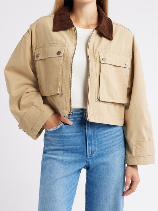 Waxed Cotton Boxy Cargo Jacket