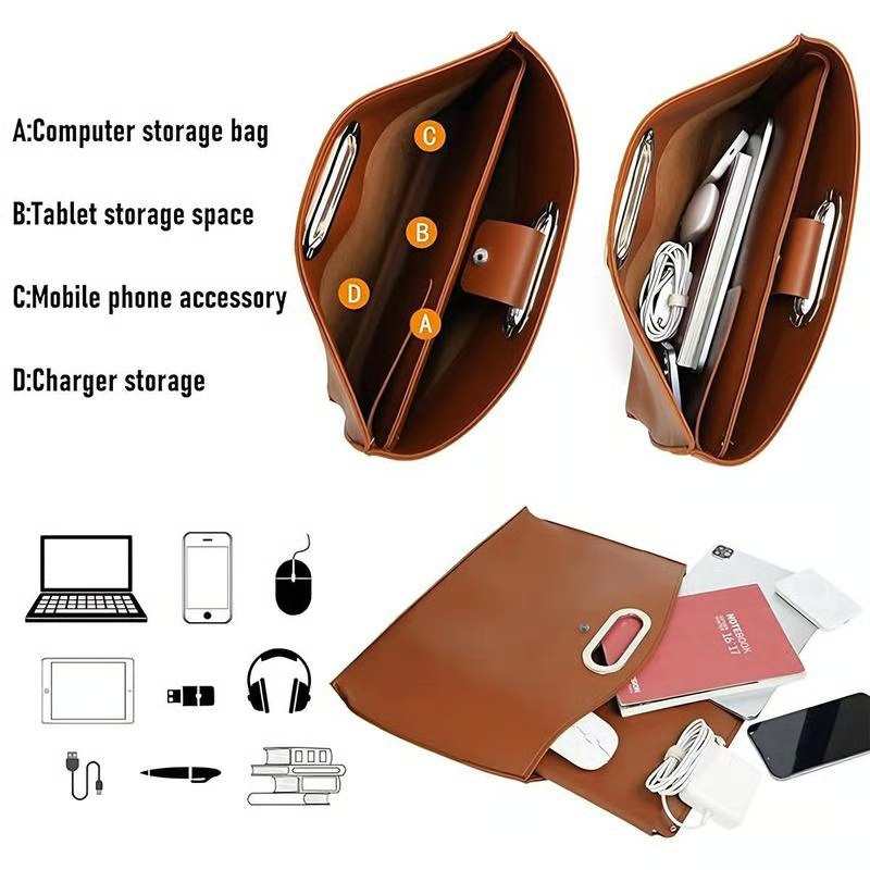 Waterproof Leather 14-16In 2PCS Laptop Bag