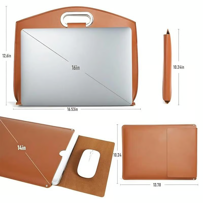 Waterproof Leather 14-16In 2PCS Laptop Bag