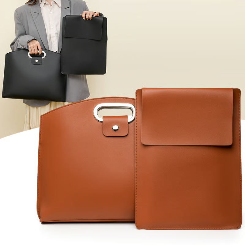 Waterproof Leather 14-16In 2PCS Laptop Bag