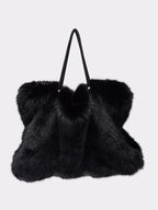LARGE FAUX FUR TOTE IN BLACK