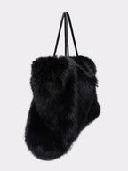 LARGE FAUX FUR TOTE IN BLACK