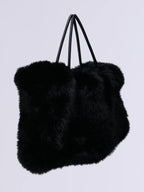 LARGE FAUX FUR TOTE IN BLACK