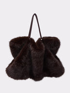 LARGE FAUX FUR TOTE IN BLACK