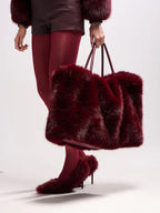 LARGE FAUX FUR TOTE IN BLACK