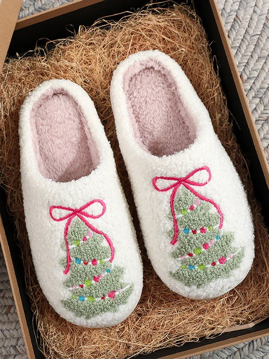 Christmas Cartoon Pattern Warm Cotton Slippers