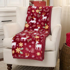 Kringle Express Oversized 60x80 Holiday Printed Throw W/ Trim