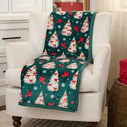 Kringle Express Oversized 60x80 Holiday Printed Throw W/ Trim