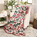 Winter Themed Blanket With Candy Canes And Bows