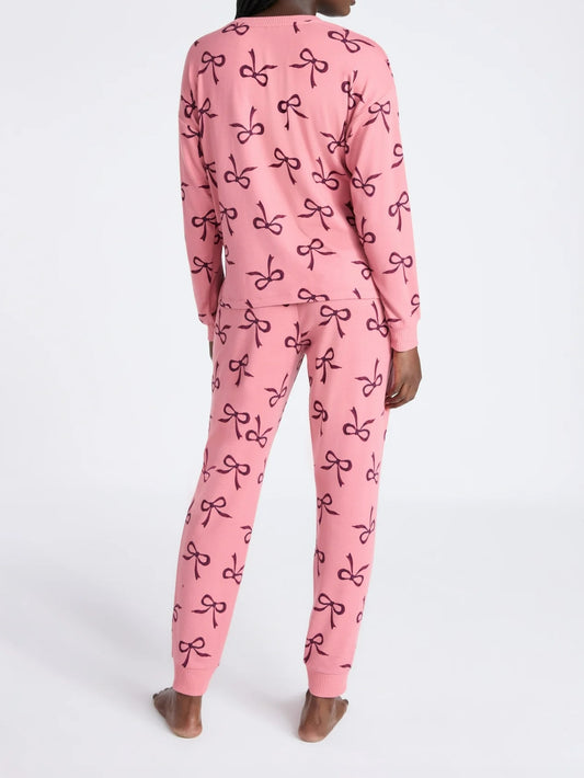 Knit Long Sleeve Top And Joggers Pajama Set