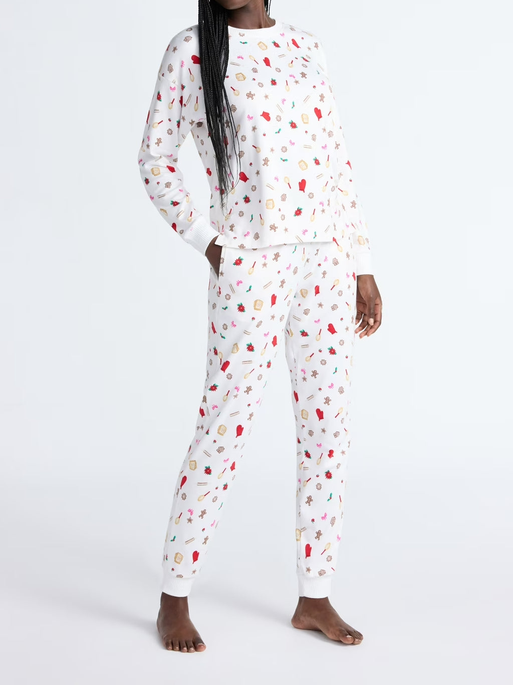 Knit Long Sleeve Top And Joggers Pajama Set