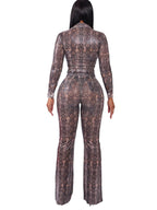 Two Piece Snake Print Sexy Suit