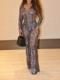Two Piece Snake Print Sexy Suit