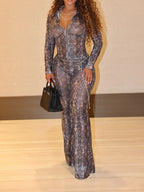 Two Piece Snake Print Sexy Suit