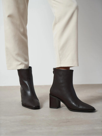 SUEDE BACK ZIPPER DETAIL WOMEN'S HEELY BOOTS