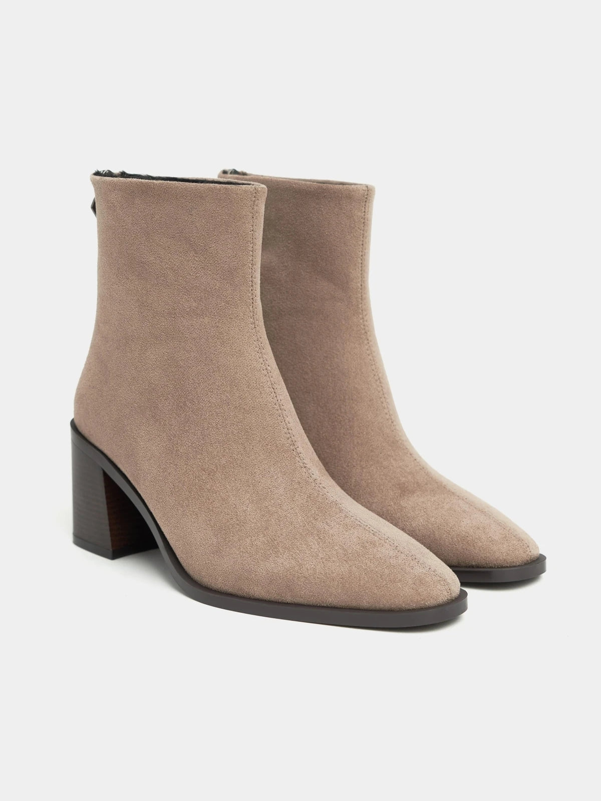 SUEDE BACK ZIPPER DETAIL WOMEN'S HEELY BOOTS