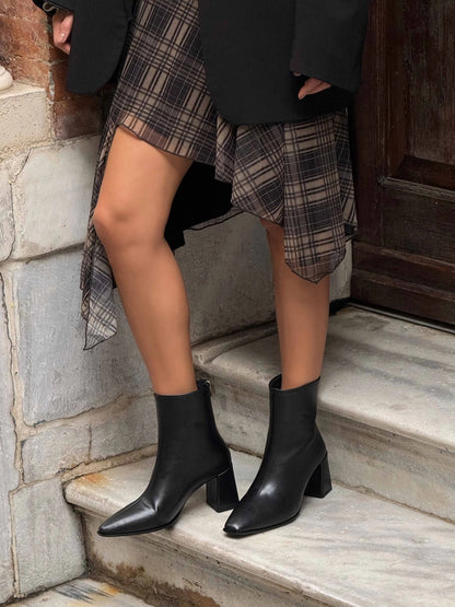 SUEDE BACK ZIPPER DETAIL WOMEN'S HEELY BOOTS