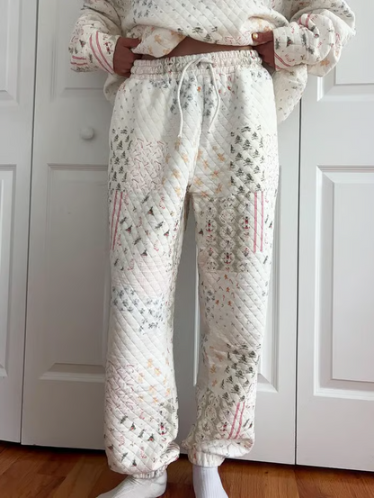 Christmas Holiday Quilted Mockneck Sweatshirt Set